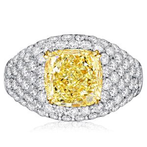 unique engagement rings - Italo Micro Pave Yellow Topaz Cushion Cut Cocktail Ring, Italo jewelry - Online Catalog