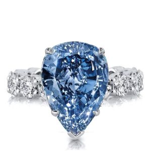unique engagement rings - Italo Blue Topaz Pear Shaped Eternity Shank Engagement Ring, Italo jewelry - Online Catalog