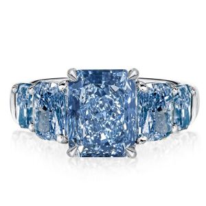 unique engagement rings - Italo Five Stone Blue Topaz Radiant Cut Engagement Ring, Italo jewelry - Online Catalog