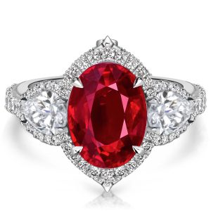 unique engagement rings - Italo Oval Cut Ruby Ring Halo Engagement Ring For Women, Italo jewelry - Online Catalog