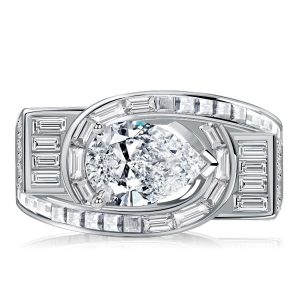 unique engagement rings - Italo White Sapphire Pear Shaped Vintage Engagement Ring, Italo jewelry - Online Catalog