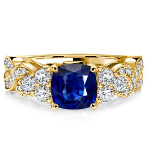 classic engagement rings - Italo Golden Cushion Cut Blue Sapphire Sterling Silver Rings, Italo jewelry - Online Catalog