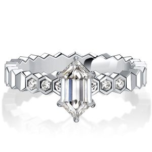 classic engagement rings - Italo White Sapphire Hexagon Sterling Silver Rings, Italo jewelry - Online Catalog