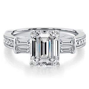 classic engagement rings - Italo Five Stone Emerald Cut Engagement Ring, Italo jewelry - Online Catalog