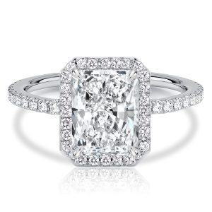 halo engagement rings - Italo Halo Radiant Cut White Sapphire Engagement Ring, Italo jewelry - Online Catalog