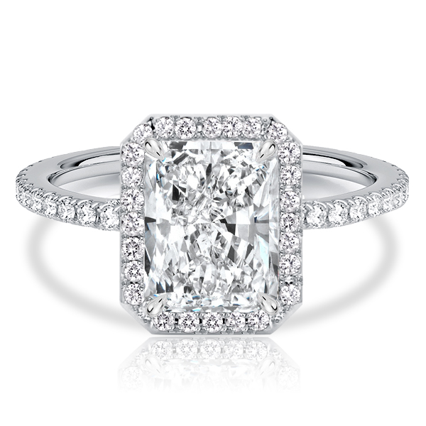 halo engagement rings - Italo Halo Radiant Cut White Sapphire Engagement Ring, Italo jewelry - Online Catalog