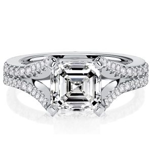 classic engagement rings - Italo Split Shank Asscher Cut Engagement Ring, Italo jewelry - Online Catalog
