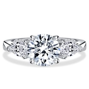 three stone engagement rings - Italo Round Cut Pear Shaped Three Stone Engagement Ring, Italo jewelry - Online Catalog