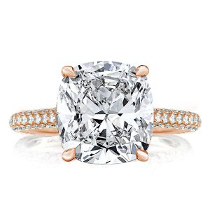 classic engagement rings - Italo Rose Gold Micro Pave Cushion Cut Engagement Ring, Italo jewelry - Online Catalog