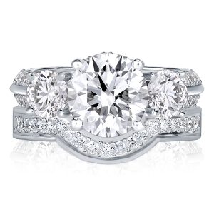 bridal sets - Italo Three Stone Created White Sapphire Bridal Set, Italo jewelry - Online Catalog