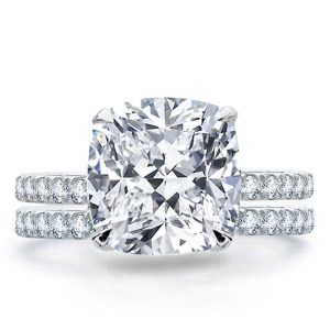 bridal sets - Italo Classic Cushion Created White Sapphire Bridal Set, Italo jewelry - Online Catalog