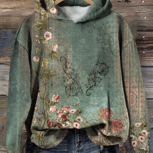 Women's Floral Spring/Fall Printing Long Sleeve Casual Daily Hoodie, JustFashionNow Sweatshirts & Hoodies, color:Green|size:5XL,