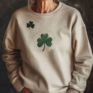 Women's St Patrick's Day Shamrock Floral Casual Spring/Fall Long Sleeve Sweatshirt, JustFashionNow Sweatshirts & Hoodies, color:Gray|size:XXL