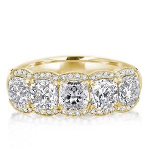 anniversary band - Italo Golden Halo Cushion Created White Sapphire Wedding Band, Italo jewelry - Online Catalog