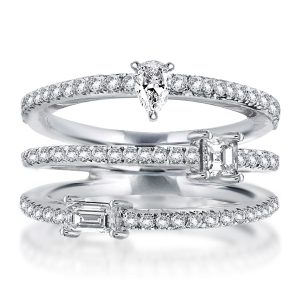 Multi row band - Pear & Asscher & Baguette Triple Band Ring, Italo jewelry - Online Catalog