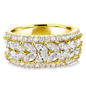 multi row band - Golden Half Eternity Marquise & Round Wedding Band, Italo jewelry - Online Catalog