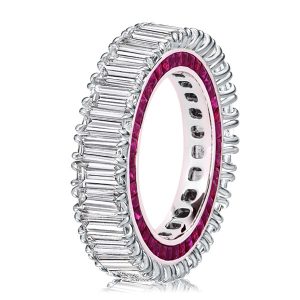 Eternity band - Unique Emerald Cut Eternity Wedding Band In Sterling Silver, Italo jewelry - Online Catalog