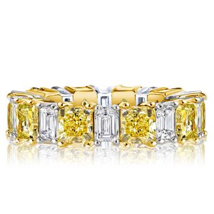 eternity band - Two Tone Radiant Cut Yellow & White Sapphire Wedding Band, Italo jewelry - Online Catalog