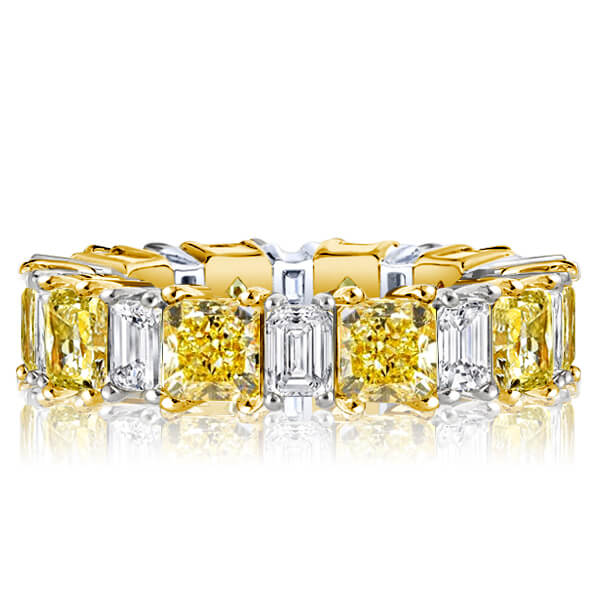 eternity band - Two Tone Radiant Cut Yellow & White Sapphire Wedding Band, Italo jewelry - Online Catalog