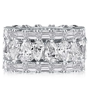 multi row band - Multi Row Pear Cut White Sapphire Eternity Wedding Band, Italo jewelry - Online Catalog
