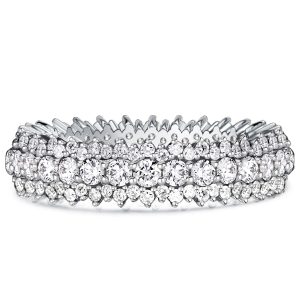 Multi row band - Italo Triple Row Round Cut White Sapphire Wedding Band, Italo jewelry - Online Catalog