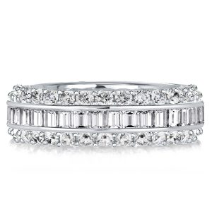 Multi row band - Italo Triple Row White Sapphire Eternity Wedding Band, Italo jewelry - Online Catalog