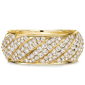 multi row band - White Round Sculpted Cable Half Eternity Wedding Band For Women, Italo jewelry - Online Catalog