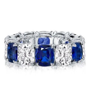 eternity band - Classic Blue & White Cushion Eternity Wedding Band For Women, Italo jewelry - Online Catalog