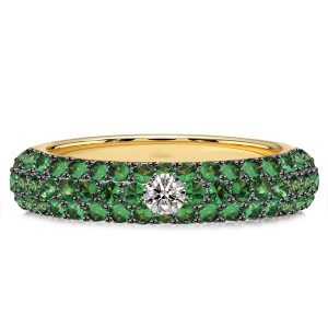 multi row band - Italo Unique Micro Pave Emerald Sapphire Wedding Band, Italo jewelry - Online Catalog