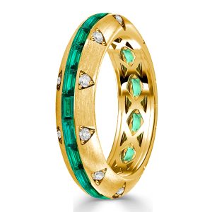 eternity band - Italo Golden Baguette Emerald Eternity Band Green Emerald Ring, Italo jewelry - Online Catalog