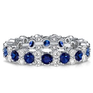 eternity band - Italo Blue Sapphire Round Cut Eternity Ring For Women, Italo jewelry - Online Catalog