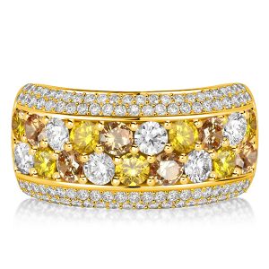 anniversary band - Italo Golden Multi Color Half Eternity Band Anniversary Rings, Italo jewelry - Online Catalog