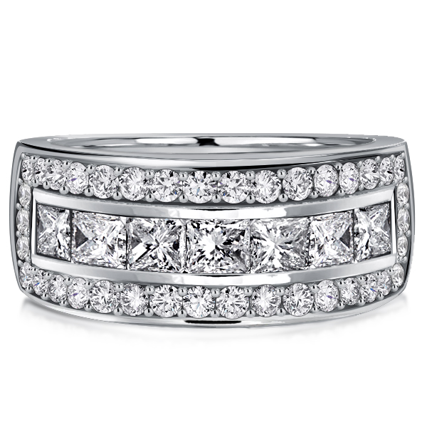 anniversary band - Italo Princess Cut Half Eternity Wedding Band Anniversary Rings, Italo jewelry - Online Catalog