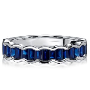 classic band - Italo Channel Set Blue Sapphire Half Eternity Wedding Band, Italo jewelry - Online Catalog