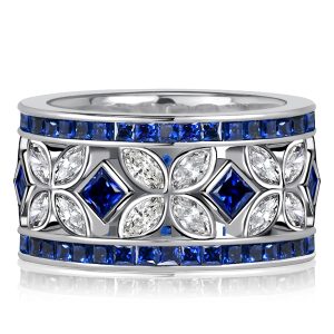 eternity band - Italo Marquise & Princess Cut Blue Sapphire Eternity Band, Italo jewelry - Online Catalog
