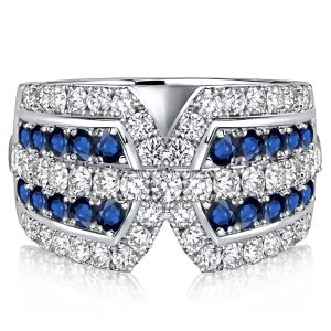 Anniversary band - Italo Blue & White Sapphire Wedding Band Belted Buckle Ring, Italo jewelry - Online Catalog