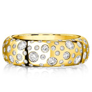 anniversary band - Italo Golden Flush Setting Half Eternity Wedding Band, Italo jewelry - Online Catalog