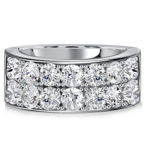 multi row band - Italo Two Row Round Cut Half Eternity Wedding Band Classic, Italo jewelry - Online Catalog