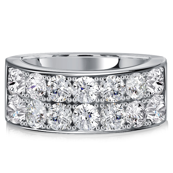 multi row band - Italo Two Row Round Cut Half Eternity Wedding Band Classic, Italo jewelry - Online Catalog