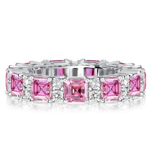 eternity band - Italo Asscher Cut Pink Stone Eternity Ring For Women, Italo jewelry - Online Catalog