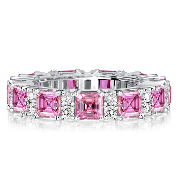 eternity band - Italo Asscher Cut Pink Stone Eternity Ring For Women, Italo jewelry - Online Catalog
