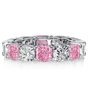 eternity band - Italo White & Pink Sapphire Cushion Cut Eternity Band, Italo jewelry - Online Catalog