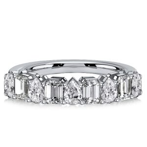 Classic band - Italo Emerald & Pear Shaped Half Eternity Wedding Rings, Italo jewelry - Online Catalog