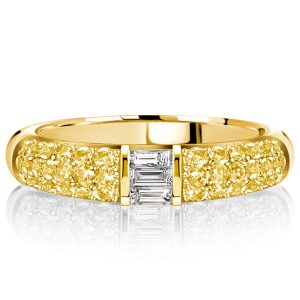 anniversary band - Italo Micro Pave Baguette Yellow Topaz Half Eternity Wedding Band, Italo jewelry - Online Catalog