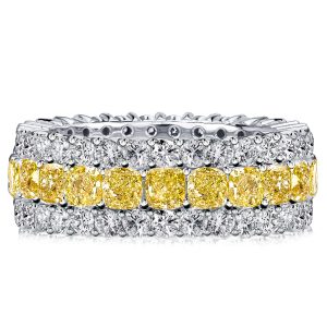 eternity band - Italo Eternity Cushion Cut Yellow Topaz Wedding Band For Women, Italo jewelry - Online Catalog