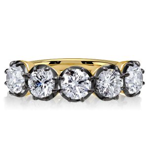 Classic band - Italo Two Tone Round Cut 5 Stone Wedding Band For Women, Italo jewelry - Online Catalog