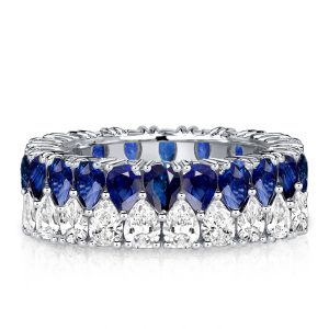 eternity band - Italo Double Row White Pear Shaped Blue Sapphire Eternity Band, Italo jewelry - Online Catalog