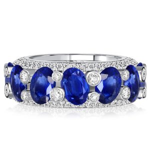 Eternity band - Italo Blue Sapphire Oval Cut Eternity Band Anniversary Rings, Italo jewelry - Online Catalog