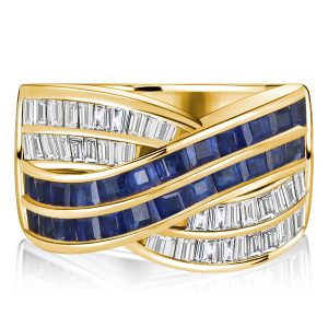 anniversary band - Italo Blue & White Criss-cross Wedding Band Anniversary Rings, Italo jewelry - Online Catalog