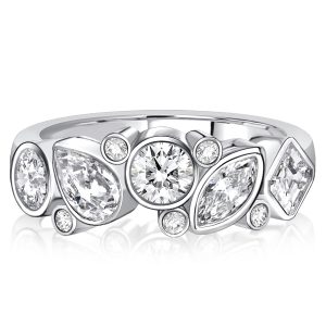anniversary band - Italo Bezel Setting Multi Shape Half Eternity Band Anniversary, Italo jewelry - Online Catalog